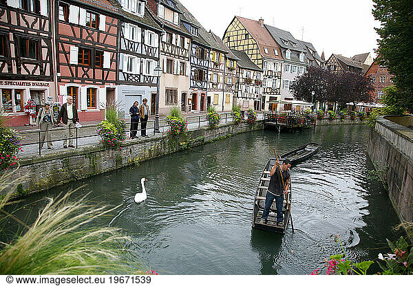 Canal in Petite Venise  Colmar  Alsace  France.