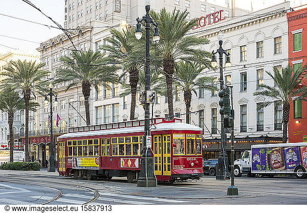 Canal Street streetcar line in the French Quarter  New Orleans  Louisiana  United States