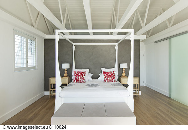 Canopy bed in modern bedroom