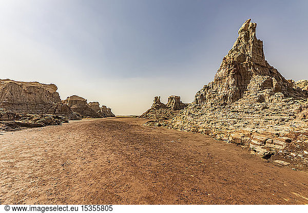 Canyon made of salt (mainly sodium chloride  potassium and magnesium)  Danakil Depression; Dallol  Afar Region  Ethiopia