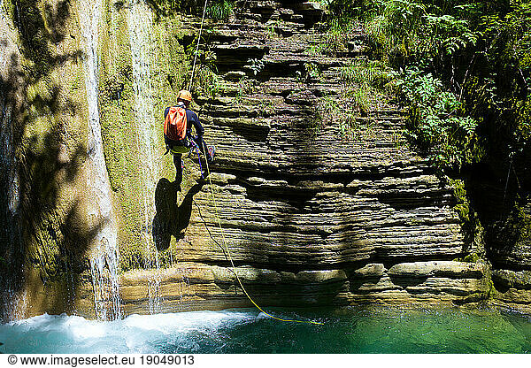 Canyoneering in Forcos Canyon in Spanish Pyrenees