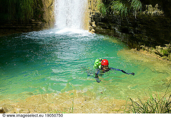 Canyoneering in Forcos Canyon in Spanish Pyrenees