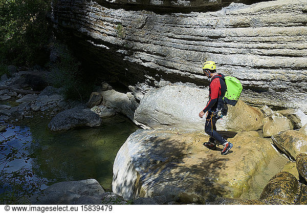 Canyoning Furco Canyon in Pyrenees.