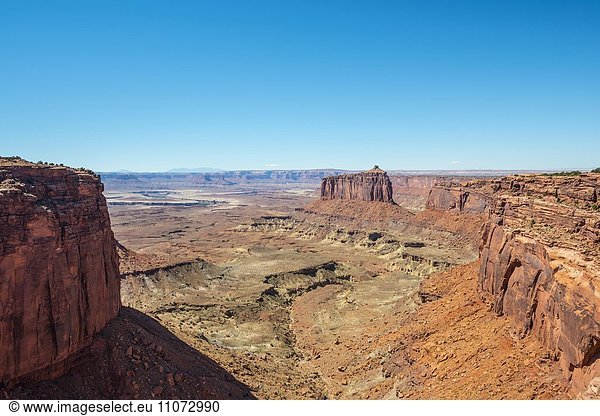 Canyonlandschaft  Mesa  Erosionslandschaft  Felsformationen  Monument Basin  White Rim  Island in the Sky  Canyonlands-Nationalpark  Utah  USA  Nordamerika