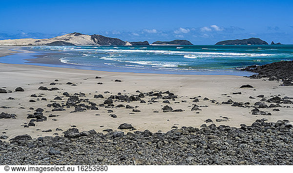 Cape Reinga die nordwestlichste Spitze der Aupouri-Halbinsel am nördlichen Ende der Nordinsel Neuseelands; Kaitaia Northland Region Nordinsel Neuseeland