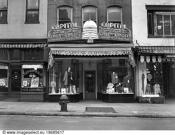 Capital Clothing Company  G Street  Washington  D.C.  USA  David Myers  U.S. Farm Security Administration  July 1939