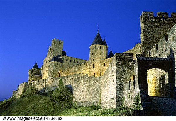 Carcassonne  Citadel  Stadt  Frankreich  Europa  Erbe  Urlaub  Landmark  Languedoc  mittelalterlich  Nacht  Roussillon  Tourismus  Reisen