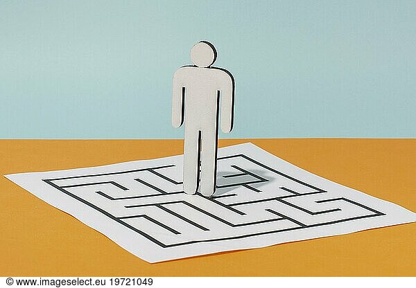 Cardboard man paper with puzzle