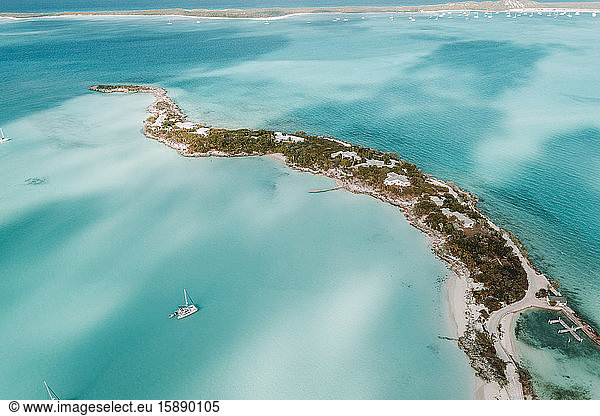 Caribbean  Bahamas  Drone view beach and coast of Jolly Hall