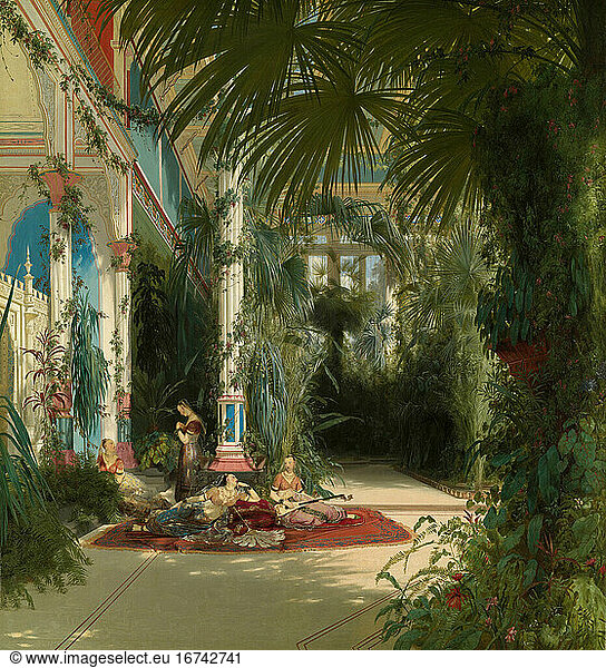 Carl Blechen  1798–1840. The Interior of the Palm House on the Pfaueninsel Near Potsdam   1834. Oil on canvas  135 × 126 cm.
Inv. No. 1996.388 
Chicago  Art Institute.