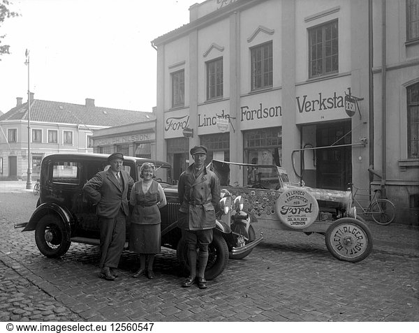 Carl Ph Nilssons Ford Lincoln und Fordson Autohaus Landskrona Schweden 1930. Künstler: Unbekannt