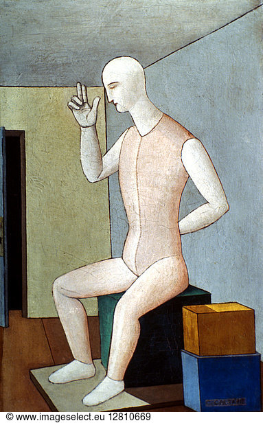 CARRA: IDOL  1917. Carlo Carra: Hermaphrodite Idol. Oil on Canvas  1917.