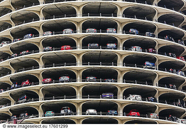 Cars in parking lot  Chicago  USA