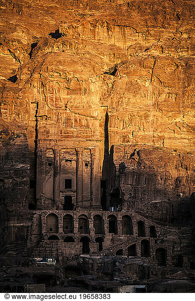 Carved stone facades at Petra  Jordan