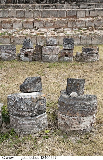 Carved Stones Kabah Archaeological Site Mayan Ruins Puuc Style Yucatan Mexico