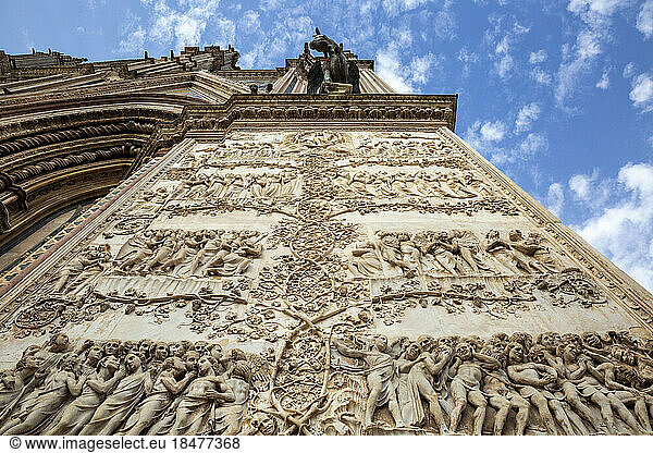 Carving on Cathedral of Santa Maria Assunta wall  Orvieto  Italy