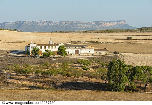 Casa de Labor de Las Encebras y el Mugrón  drone view. Almansa  Albacete province  Spain