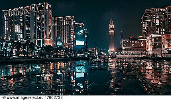 Casino  neon light at night  Macau  China  Asia