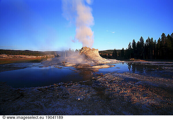 Castle Geyser is a cone geyser in the Upper Geyser Basin of Yellowstone National Park