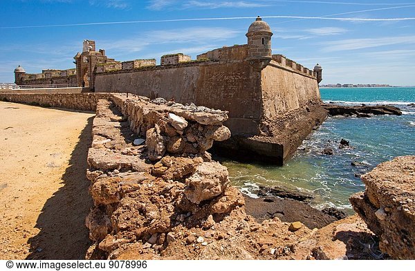 Castle of San Sebastián  Castillo de San Sebastián  Atlantic Ocean  Cádiz City  The Costa de la Luz  Province of Cádiz Andalusia  Spain  Europe.