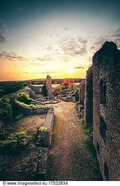 Castle ruins at sunset  Germany  Europe