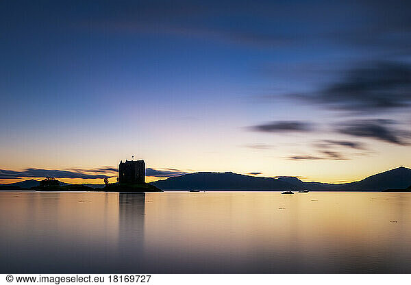 Castle Stalker on Loch Linnhe at sunset  Scotland