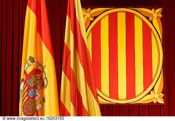 Catalan and Spanish flags
