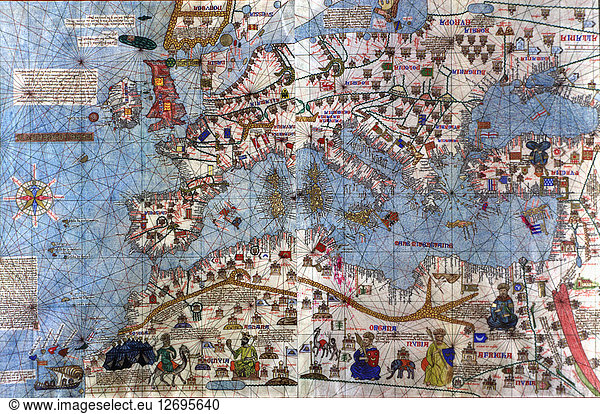 Catalan Atlas (1375). Europe and North Africa. Reproduction of the original one that is located i?