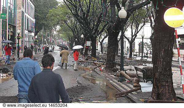 catastrophe  natural disaster  flood  River-flood disaster  Funchal  Madeira  Portugal  20.2.2010