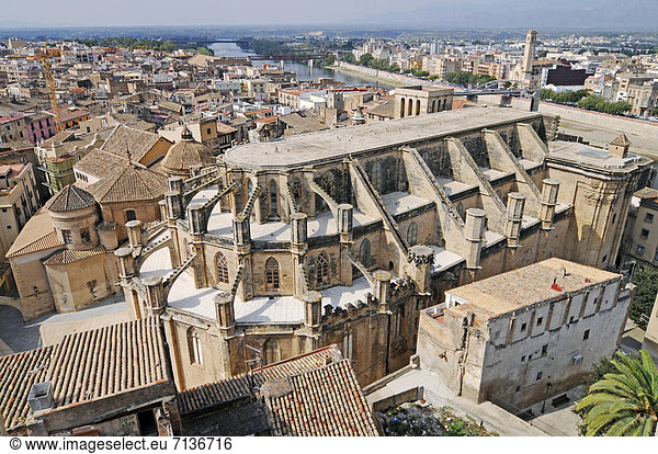Catedral de la Asuncion de la Madre de Dios Kathedrale Stadtübersicht Tortosa Provinz Tarragona Cataluna Katalonien Spanien Europa ÖffentlicherGrund