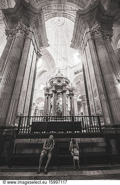 Cathedral indoor in Cadiz on October 12  2017 Andalusia Spain.