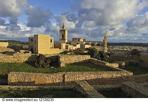 Cathedral of the Assumption in the Cittadella of Victoria (Rabat)  Gozo Island  Malta  Mediterranean Sea  Southern Europe.