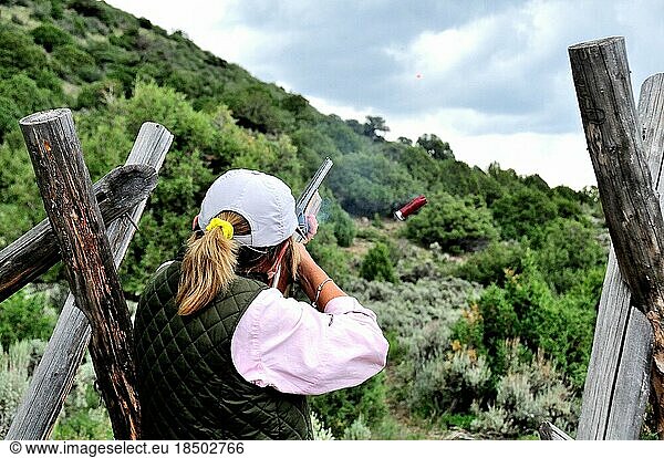 Cathy Beck shoots sporting clays while visiting Colorado