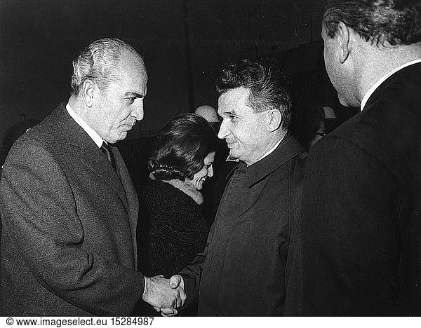 Ceausescu  Nicolae  26.1.1918 - 25.12.1989  rumÃ¤n. Politiker (PCR)  StaatsprÃ¤sident 22.3.1965 - 22.12.1989  Besuch in der TÃ¼rkei  mit dem Gouverneur von Istanbul Vefat Poyraz  um 1970