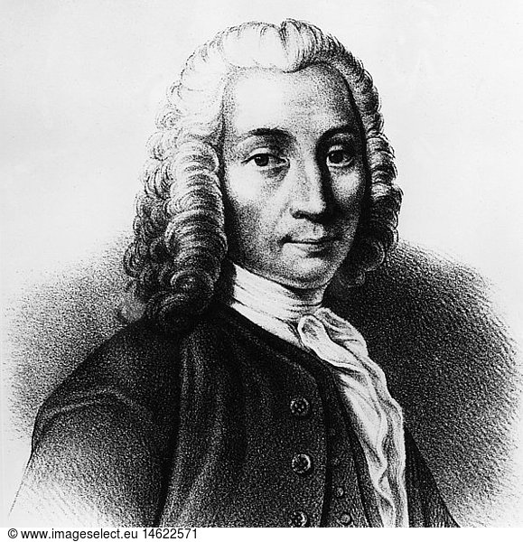 Celsius  Anders  27.11.1701 - 25.4.1744  schwed. Astronom u. Physiker  Portrait  Lithographie  18. Jh.