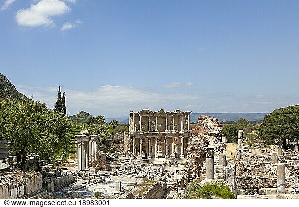 Celsus-Bibliothek  antike Stadt Ephesos  Efes  Provinz Izmir  Türkei  Asien