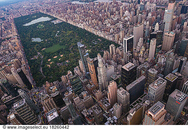 Central Park New York City Aerial Dusk