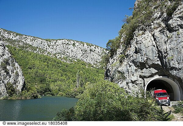 Cetina Gorge  River  Motorhome  Near Omis  Split-Dalmatia  Dalmatia  Croatia  Europe