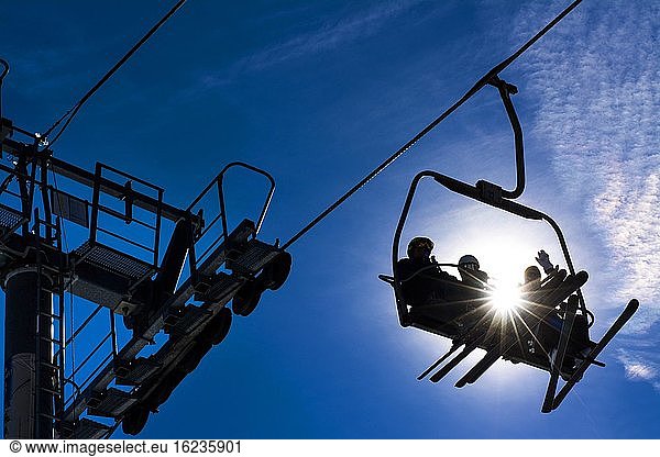 Chairlift of Lioran ski resort  Cantal department  Auvergne-Rhone-Alpes  France  Europe