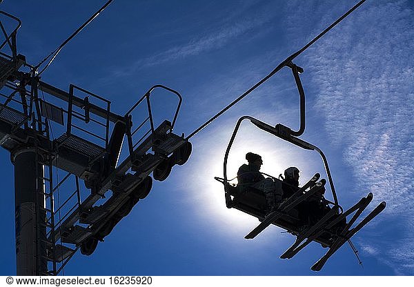 Chairlift of Lioran ski resort  Cantal department  Auvergne-Rhone-Alpes  France  Europe