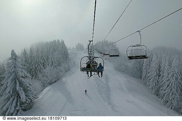 Chairlift  ski slope  Morzine  Haute-Savoie  France  Europe
