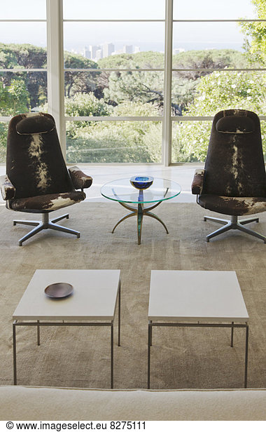 Chairs and tables in modern living room
