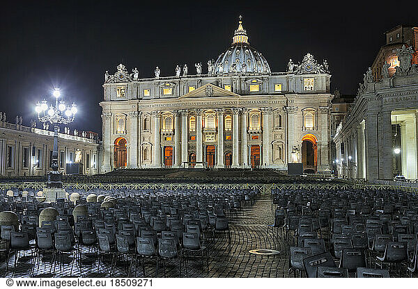 Chairs in front of St Peter's Basilica  Rome  Italy