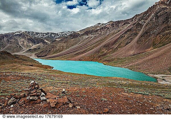 Chandra Tal (Chandra Taal) lake. Spiti Valley  Himachal Pradesh  India  Asia
