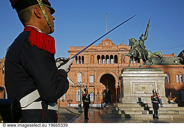 Changing guards ceremony at the presidential palace Buenos Aires  Argentina