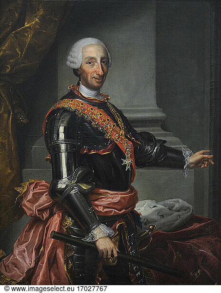Charles III (1716-1788). King of Spain. Portrait by Andres de la Calleja (1705-1785)  copy after a painting by Anton Rafael Mengs. San Fernando Royal Academy of Fine Arts. Madrid. Spain.