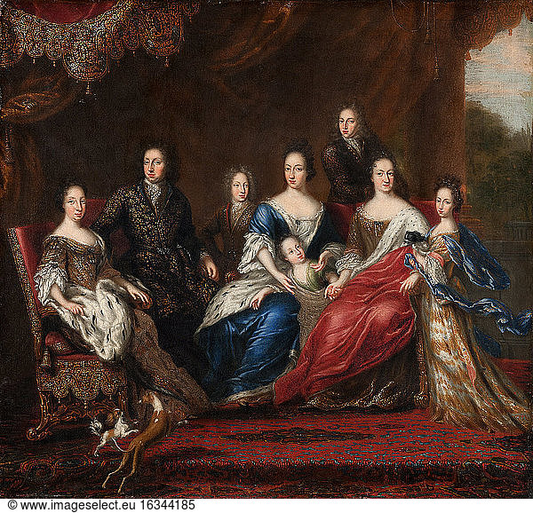 Charles XI's family with relatives from the duchy Holstein-Gottorp
