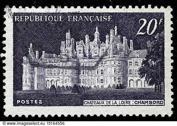 Chateau de Chambord Chateau de Chambord, postage stamp, France, 1952 ...