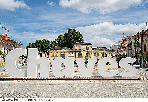 Chaves city center letters touristic point in Portugal