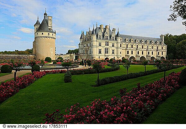 Chenonceau Castle  moated castle in the village of Chenonceaux in the Indre-et-Loire department of the Centre-Val de Loire region  France  Europe